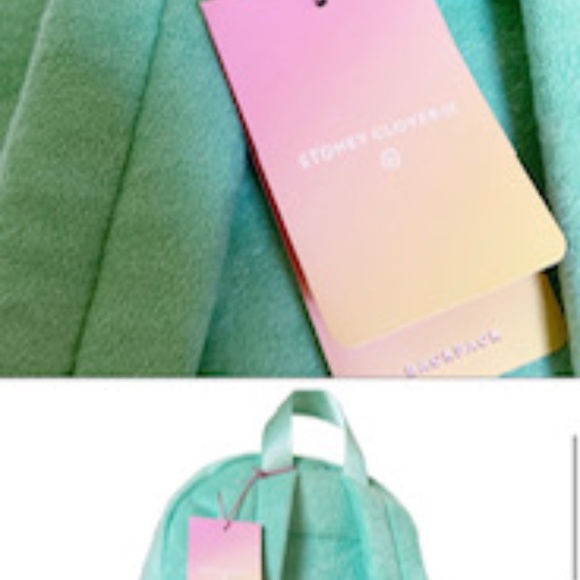 NEW STONEY CLOVER LANE X TARGET Terry Cloth Embossed Backpack in Light Green - Picture 3 of 5